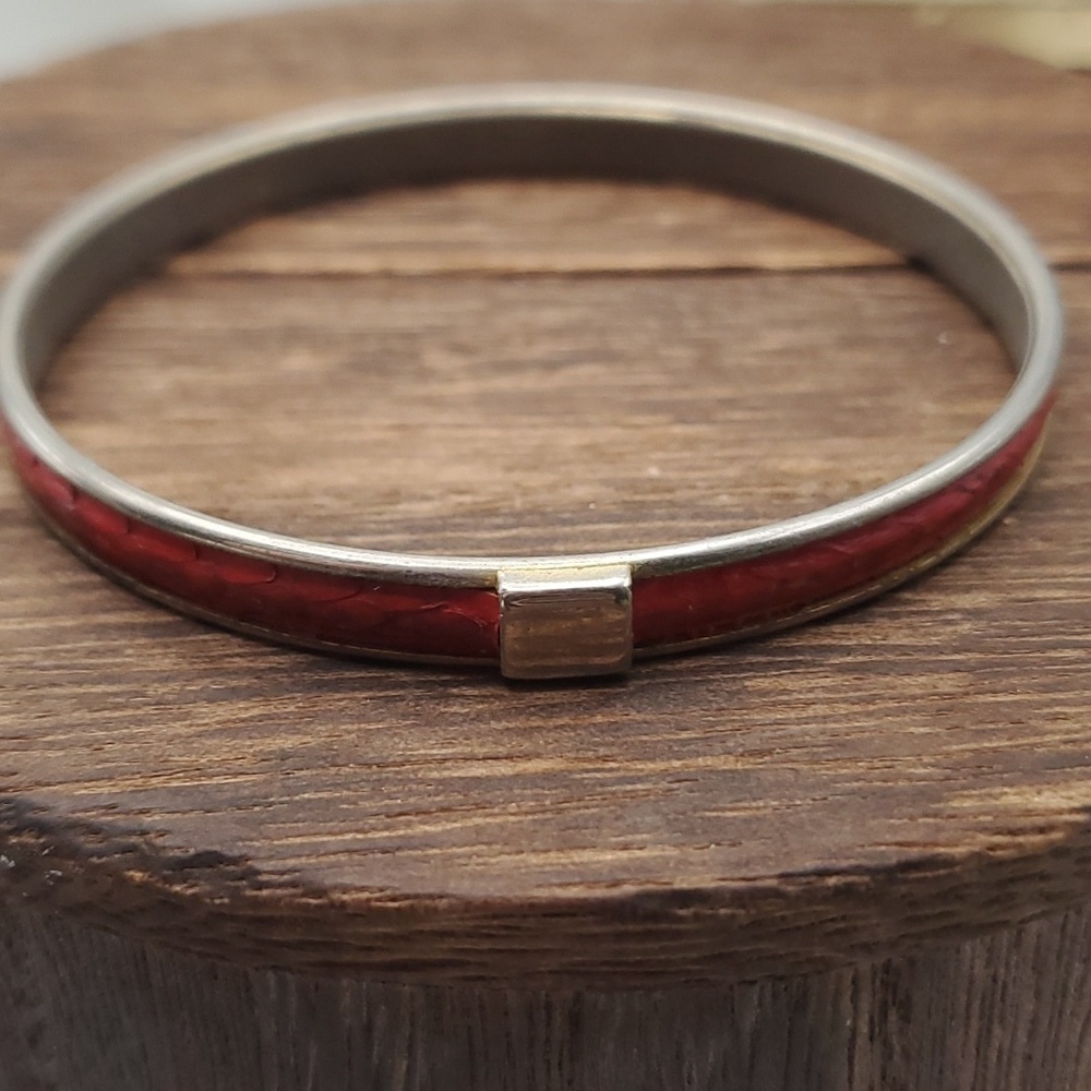 B2021 red leather snake patterned buckle bracelet y2k‎ 1990s